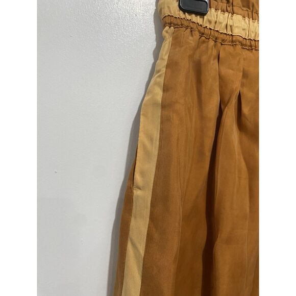 Scotch & Soda Skirt XSmall Drawstring Tied Waist Striped Sides Cupro Short Brown - Picture 5 of 8